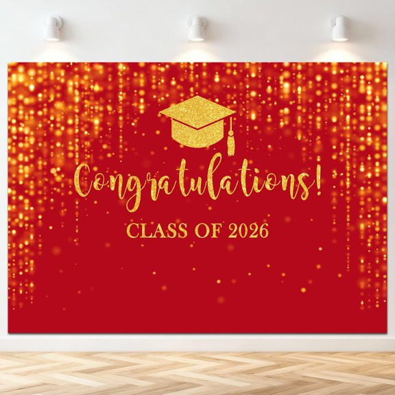 2026 Graduation Party Background Banner Graduation Background Flash Scattered Scenery 2026 Congratulations Graduation Ball Cake Table Decoration Photos Booth Props