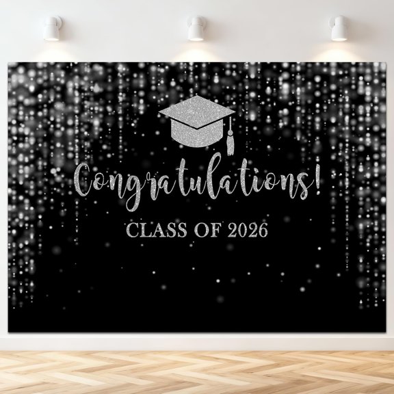2026 Graduation Party Background Banner Graduation Background Flash Scattered Scenery 2026 Congratulations Graduation Ball Cake Table Decoration Photos Booth Props