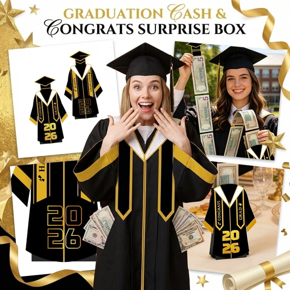 2026 Graduation Party Decorations Black and Gold Graduation Decorations, Card Box for Party 30 Pc Opp Bags