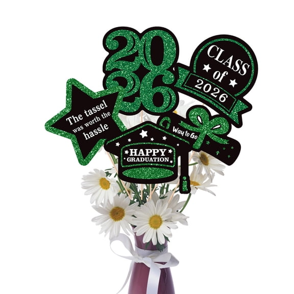 2026 Graduation Party Decorations Centerpiece Sticks, Class of 2026 Glitter Table Toppers Picks for Graduation Party Decor, Vase Flower Arrangements, Graduation Celebration Supplies