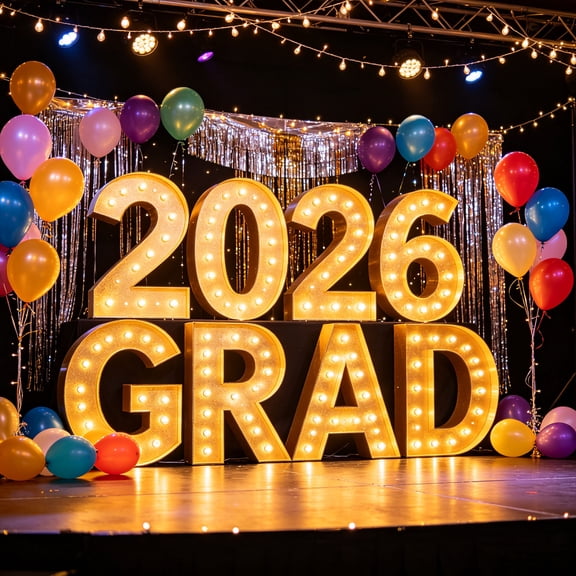 2026 Graduation Party Decorations,Light Up 2026 Grad Marquee Numbers Kit DIY Foam Board Mosaic Sign for Class of 2026 Back to School Party Birthday Wedding Christmas Indoor Outdoor