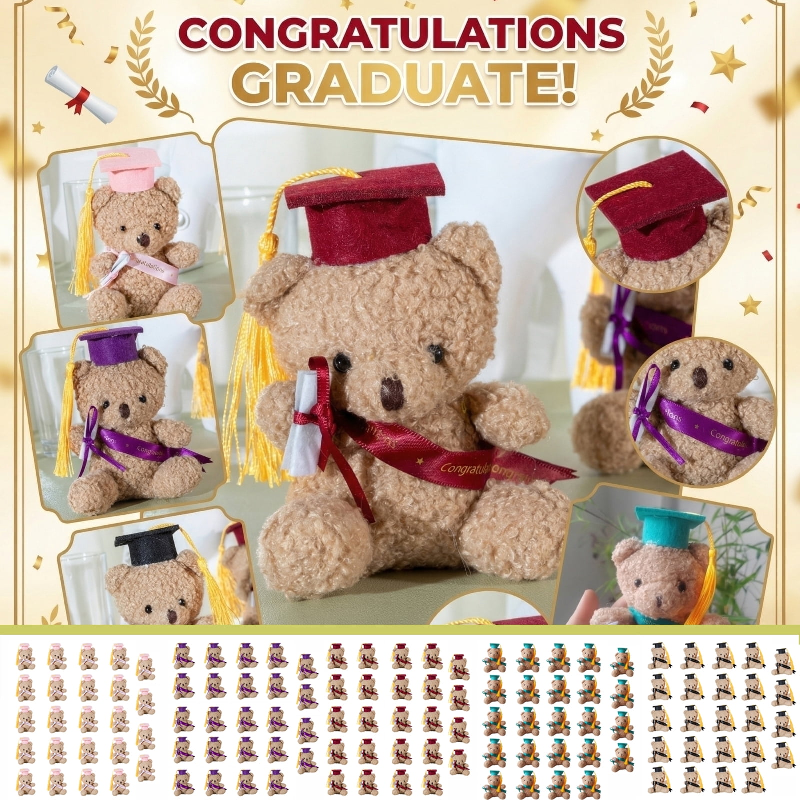 2026 Graduation Party Favors Bulk 24 Pack Mini Graduation Bears Plush, Graduation Party Decorations for Table Centerpieces, Favors for Guests (115 Characters)