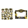 thumbnail image 1 of 2026 Graduation Photo Booth Props, Black/Gold Class of 2026 Decor, Large Frame & Handheld Signs with Sticks, Cardstock Party Favors for Grad, 8PCS, 1 of 8