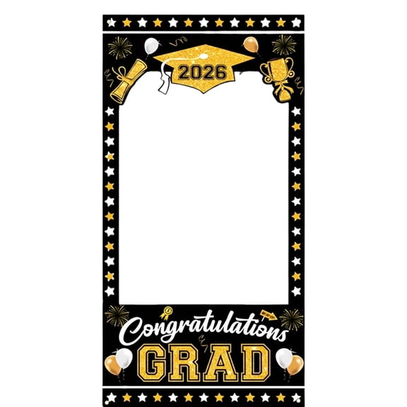 2026 Graduation Photo Booth Props Large Selfie Frame Cutout for Class of 2026 Party Picture Frame Backdrop for Celebration C