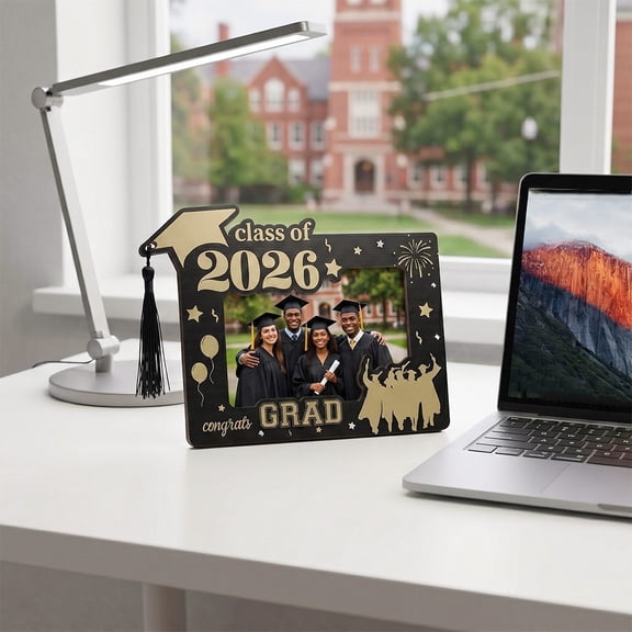 2026 Graduation Photo Frame, 4x6 Wooden Class of 2026 Graduation Picture Frame for High School College Graduation Gifts, Tabletop Desktop Display Graduation Party Decor Keepsake