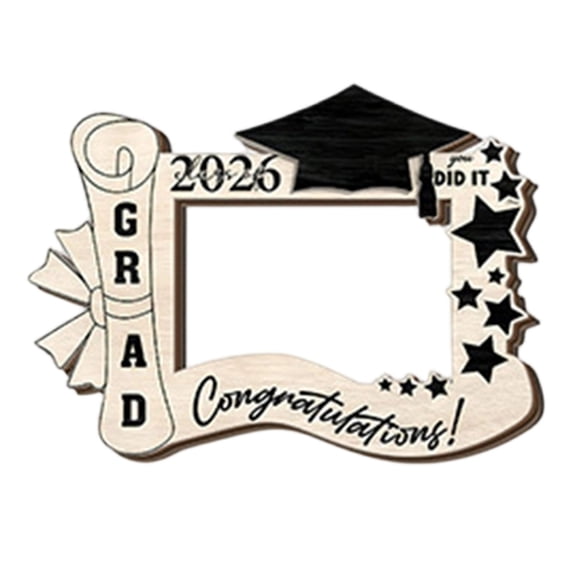2026 Graduation Photo Frame Custom Name Wooden Picture Display Engraved Class Of Senior For High School College Graduate Desk Keepsake