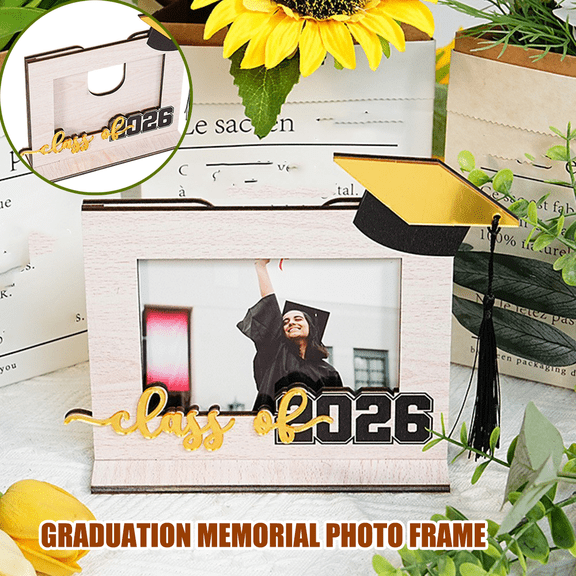 2026 Graduation Photo Frame Stand, Wooden Multi-Photo Display, Desktop Memorial, Graduate Gift, Anniversary Keepsake, Engraved Year Decor