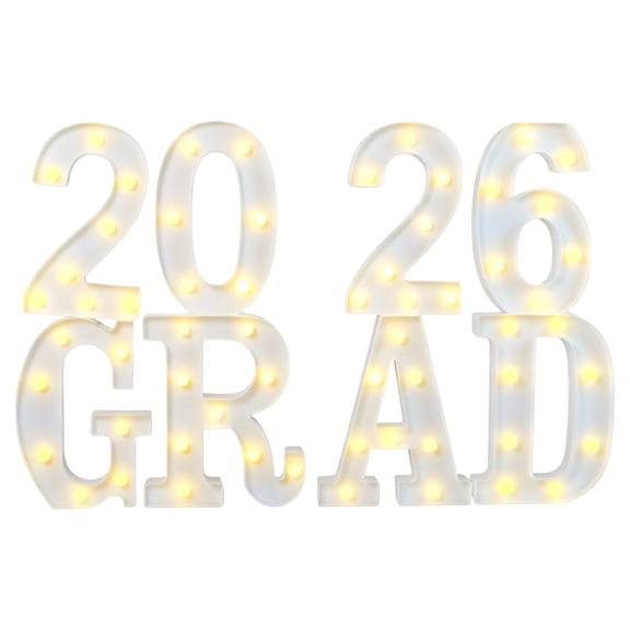 2026 Graduation Photo Prop Style A, 8 LED Long Marquee Light Up Letters Grad 2026 Decor for High School College, by TINGXIN