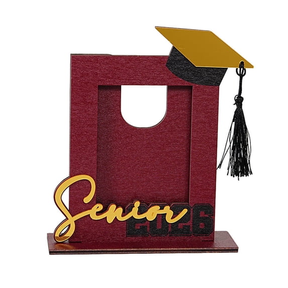 2026 Graduation Picture Frame for Desk Display, Vertical Wooden Photo Frame with Cap and Tassel Décor, Tabletop Graduation Gift for Seniors, Students and Family