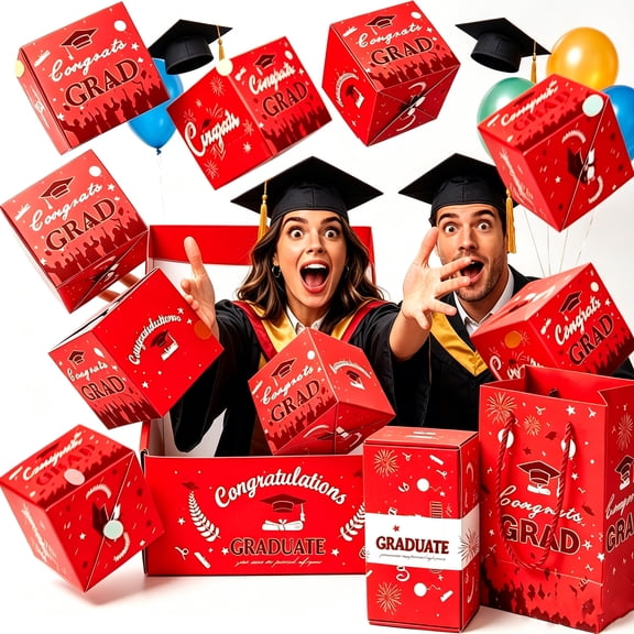 2026 Graduation Pop Up Gift Box, Bouncy Red Envelope Box Surprise Pop Up Gift Boxes Money Graduation