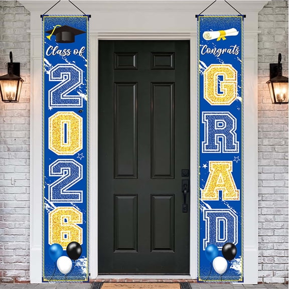 2026 Graduation Porch Sign Congrats Class Banner Photo Backdrop Graduation Party Decor Outdoor Yard Lawn College Senior Celebration Decor for Entryway Door Wall Home Party Supplies Photo Background