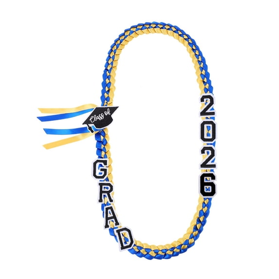 2026 Graduation Ribbon Lei Necklace Class Of 2026 Double Braided Grad Ribbon Lei Handmade Graduation Necklace Party Accessory 47.2in
