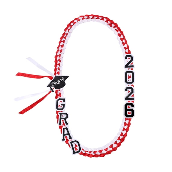 2026 Graduation Ribbon Lei Necklace Class Of 2026 Double Braided Grad Ribbon Lei Handmade Graduation Necklace Party Accessory 47.2in