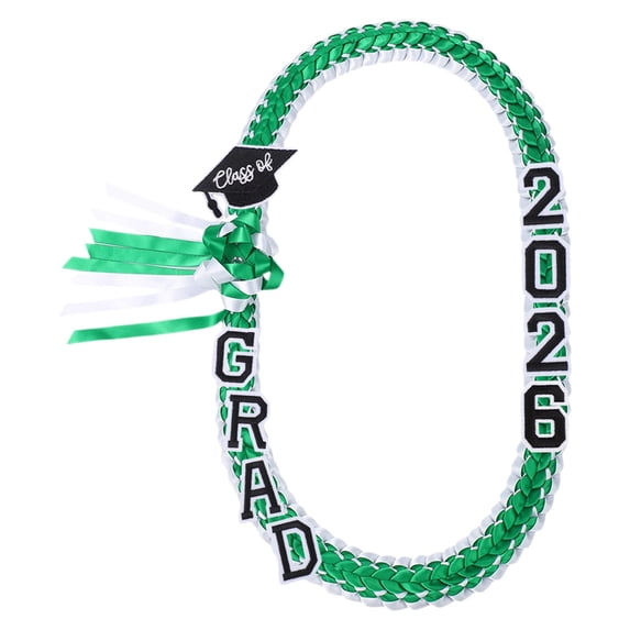 2026 Graduation Ribbon Lei Necklace Class Of 2026 Grad Ribbon Money Lei Double Braided Graduation Lei Necklace Party Supplies 47.2in Multi Color