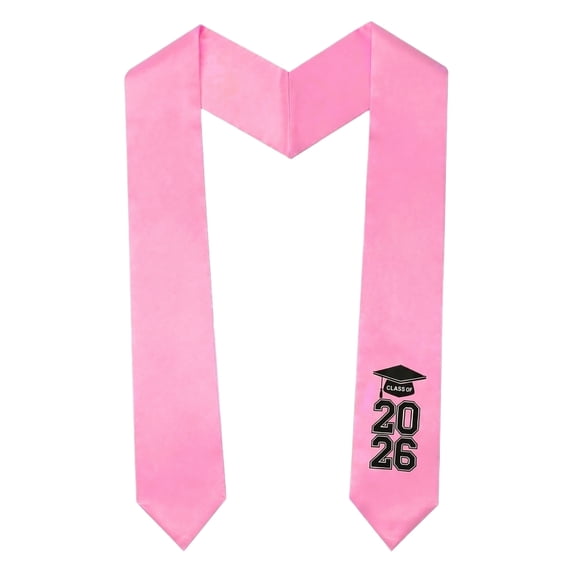 2026 Graduation Sash, Satin Graduation Stole for Class of 2026, High School College Grad Ceremony Honor Stole Unisex Pink&Black 60 Inch Long Commencement Sash