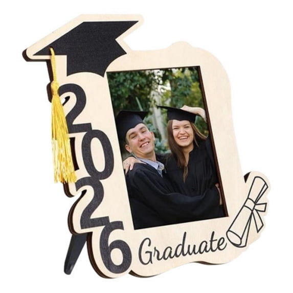 2026 Graduation Season Commemorative Wooden Photo Frame Ornament, Hat Shape Keepsake, Decorative Stand for Graduate, Durable Solid Wood Memory Frame