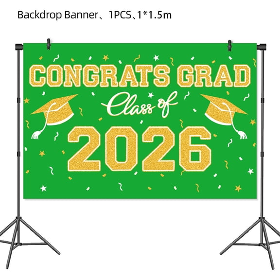 2026 Graduation Season Theme Party Decorations, Including Background Cloth, Tablecloth, Balloons, Banners, Hanging Spinners, and Honeycomb Set, Suitable for Carnival Parties