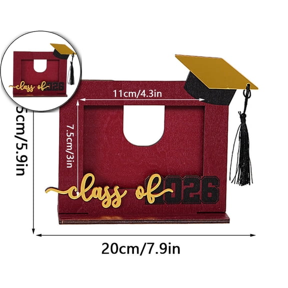 2026 Graduation Season Wooden Photo Frame Desktop Ornaments, Personalized Picture Frame Tabletop Display, Graduation Photographs Storage Frame Commemorative Decorations