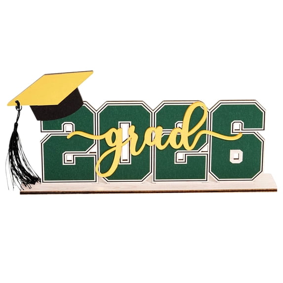 2026 Graduation Sign Green Tassels 30x14cm, Wooden Class of 2026 Table Centerpiece Sign Grad Themed Desk Decor Photo Props, by TINGXIN