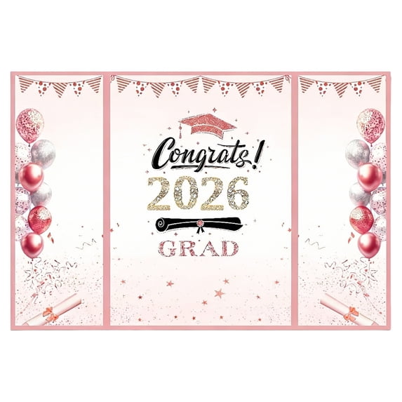 2026 Graduation Signature Book Certificate Trifold Brochure Greeting Card Alternative for College High School Party Decor Favors Pink