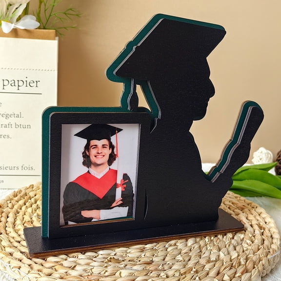 2026 Graduation Silhouette Picture Frame - Wooden Tabletop Photo Frame with Graduate Cap & Diploma Design, Graduation Gift for High School & College Seniors