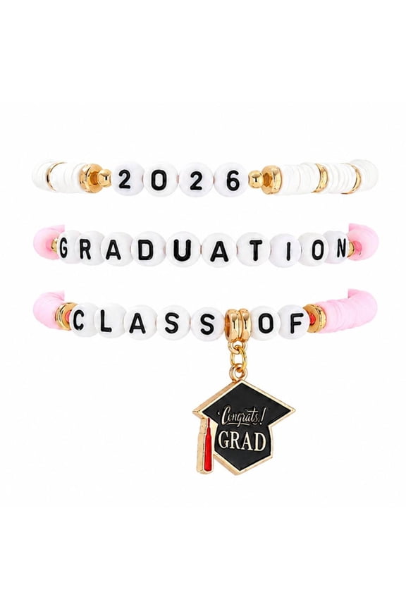 2026 Graduation Soft Clay Bracelet Set with Blessing Card Gift Box