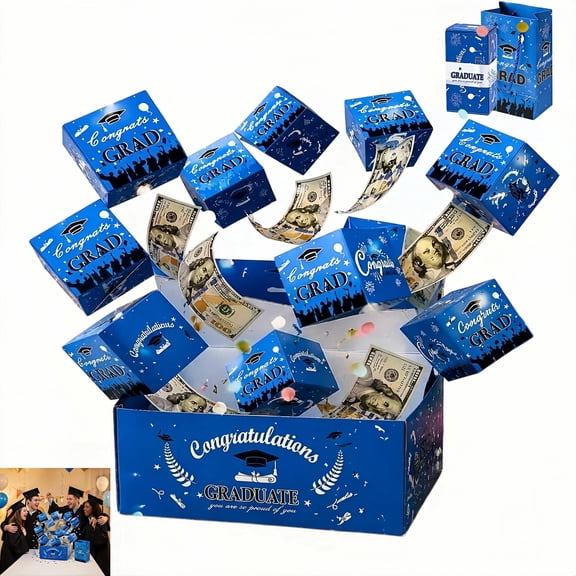 2026 Graduation Surprise Explosion Box,Pop-Up Cash Box,DIY Pop-Up Paper Greeting Card, Memorable Graduation Gifts, Party Fortune Cards,Fun Party Favors, Fillable Hollow Candy Bouquets