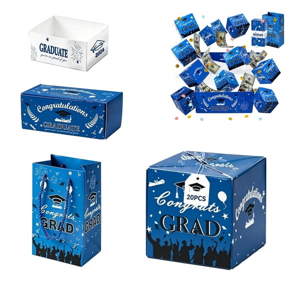 2026 Graduation Surprise Explosion Gift Box, Pop up Cash Money Holder, DIY Bouncy Confetti Card, Creative Memorable Present for Grad, Unique Party Favor Ideas, Fillable Candy Bouquet(Blue,10pcs)