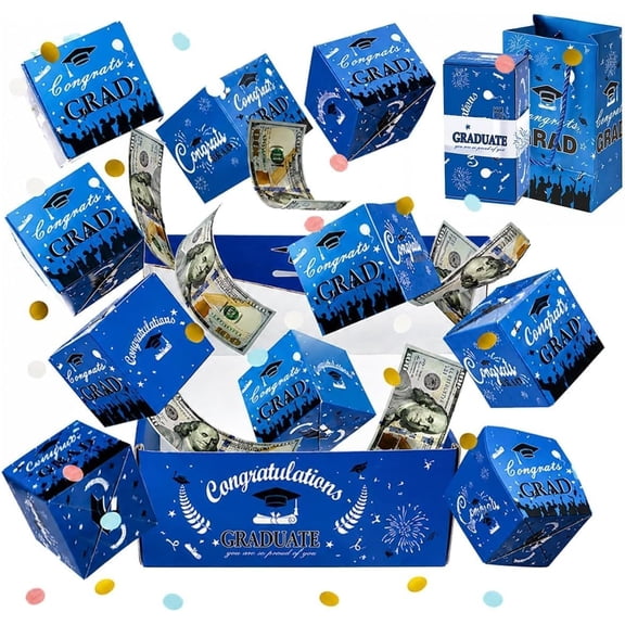 2026 Graduation Surprise Explosion Gift Box, Surprise Pop Up Gift Box with 10 Bill & Card Slots, DIY Bouncy Confetti Card, Creative Memorable Present for School Graduation Party (20)