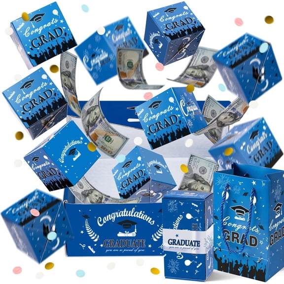 2026 Graduation Surprise Gift Box Explosion for Money, Surprise Graduation Explosion Pop Gift Box Grad Party Gift Bag Set
