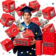 2026 Graduation Surprise Pop Up Money Gift Box, DIY Explosion Box with Bouncy Envelopes for Grads, School & Party