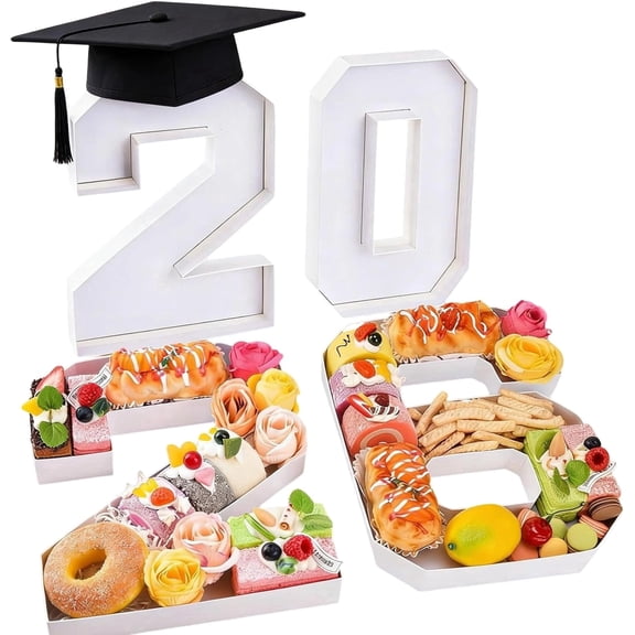2026 Graduation Table Centerpieces 10" Charcuterie Board Box with 2026 Numbers, Paper Serving Tray Decoration for Kindergarten, High School, College Graduation Party Supplies