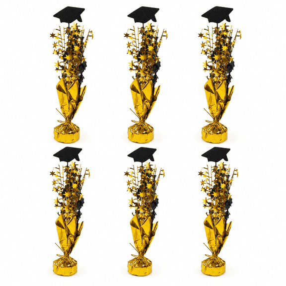 Kabuer Foil Graduation Table Centerpiece Sprays with Glitter Caps, 6 Count
