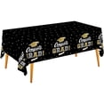 thumbnail image 1 of 2026 Graduation Tablecloths Graduation Party Table Decorations Waterproof Plastic Rectangular Disposable Table Cover for Congrats Grad Party Supplies 1PCS 55x71 Inch, Black, 1 of 5