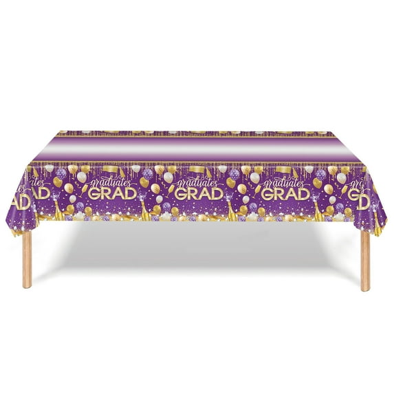 2026 Graduation Tablecloths Rectangle 54"x108" Purple Graduation Decorations Class of 2026 Congrats Grad Graduation Party Decorations Disposable Table Cover for Home,School,Party Supplies