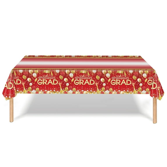 2026 Graduation Tablecloths Rectangle 54"x108" Red Graduation Decorations Class of 2026 Congrats Grad Graduation Party Decorations Disposable Table Cover for Home,School,Party Supplies