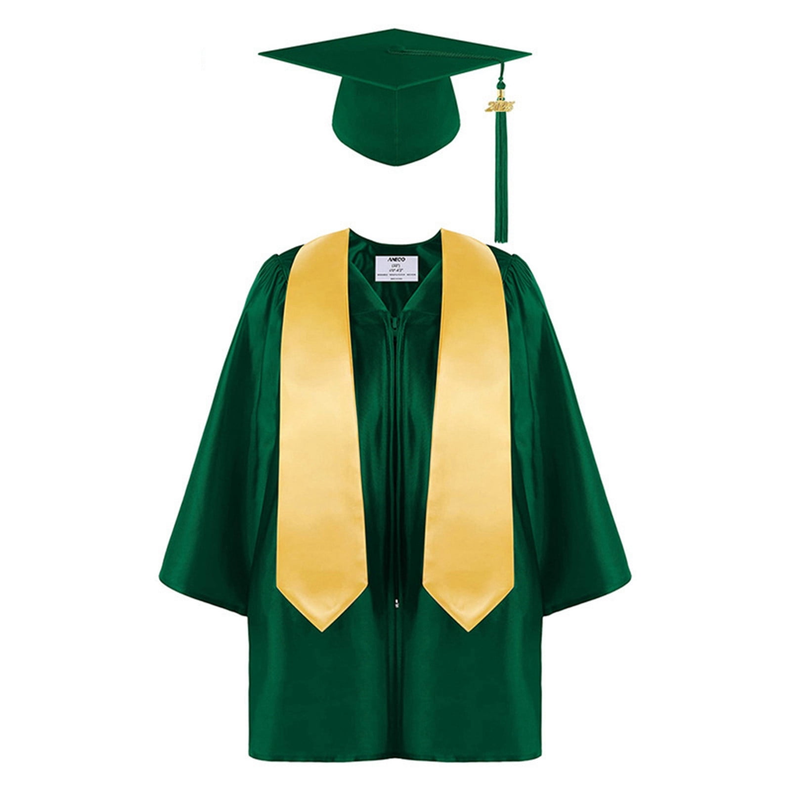 2026 Graduation Tassel All Ages Cap and Gown Set Dark Green Children’S Student Elementary Graduation Photo Props with Stole for 2026 Graduation Cap Decorations