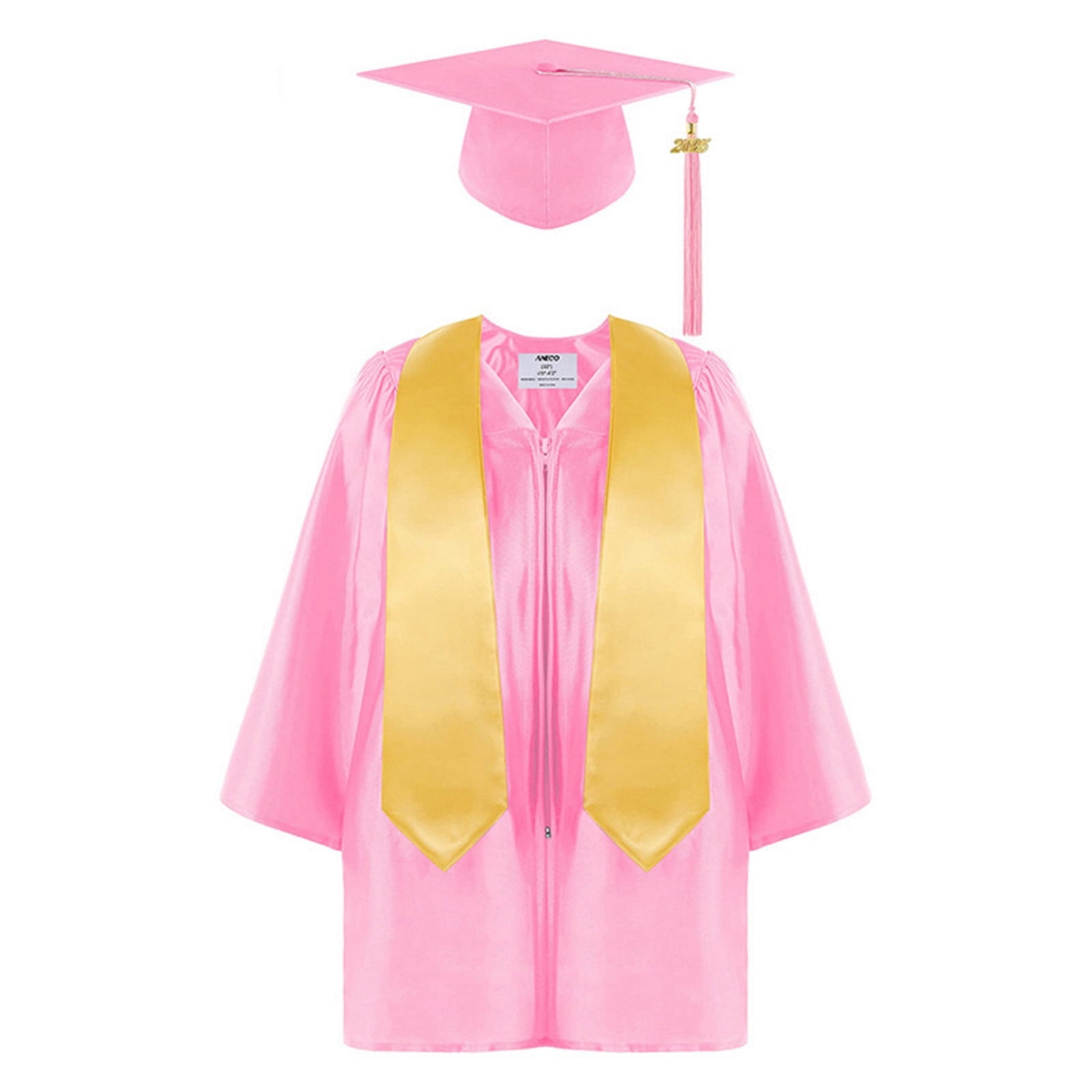 2026 Graduation Tassel All Ages Cap and Gown Set | Pink Elementary Student Graduation Attire for Graduation Photo Props and Cap Decorations