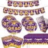 2026 Graduation Themed Party Decor Set, Disposable Paper Tableware Kit, Reusable Hanging Banner Decor for Graduation Ceremony, Independence Day Gathering and Coming of Age Celebration