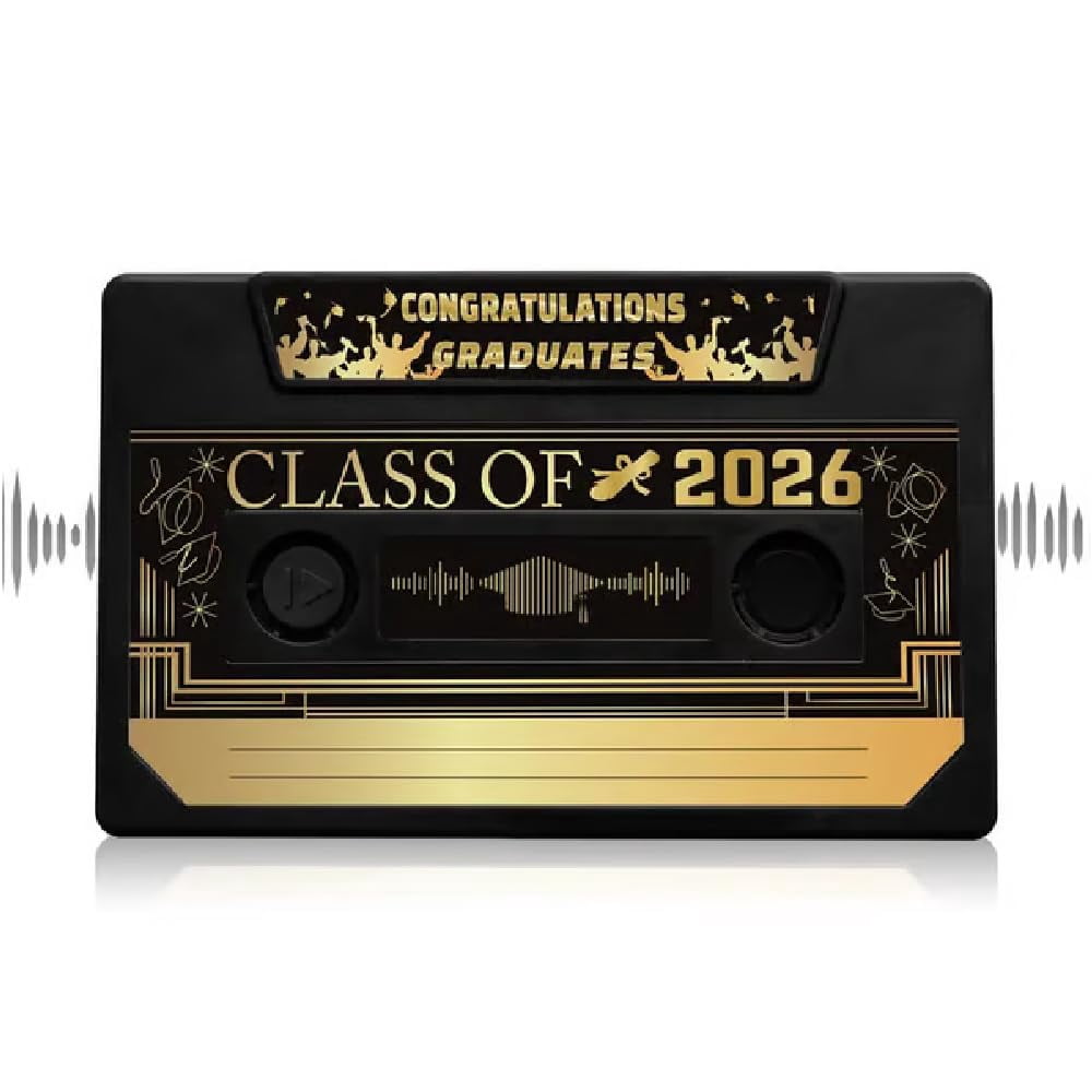 2026 Graduation Voice Recordable Keepsake – Retro Tape Player with 300 Seconds Recording, Talking Greeting Card Gift for Graduates