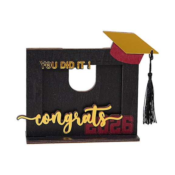 2026 Graduation Wood Sign 3D Tabletop Ornament Congratulations Gift for Graduating Class Celebration Natural Wood Commemorative Keepsake Party Decor 6x8 Inch