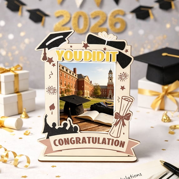 2026 Graduation Wooden Frame, Simple Handmade Solid Wood Practical ...