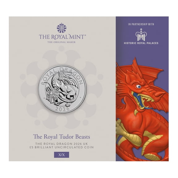 2026 Great Britain Royal Tudor Beasts, The Royal Dragon BU 5 Pound Coin