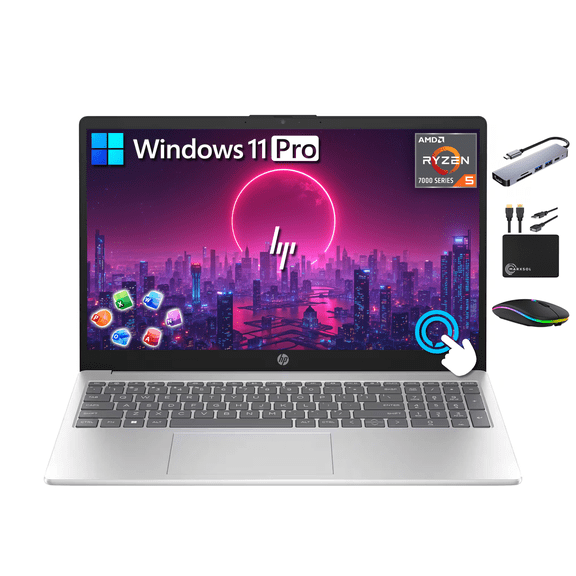 2026 HP 15.6" FHD Touchscreen Laptop, Ryzen 5 7520U, 8GB RAM & 1TB Storage (512GB SSD + 500GB Ext), Office 2024, Windows 11 Pro, Wi-Fi 6, MarxsolAccessory
