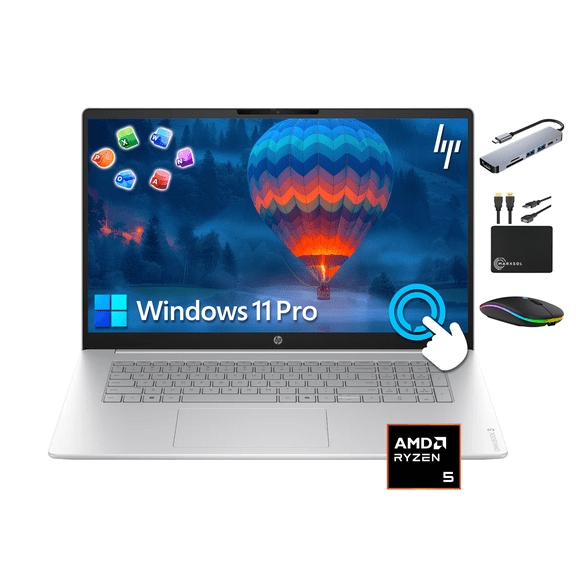 2026 HP OmniBook 3 16" WUXGA Touchscreen Laptop, Ryzen 5 40, 8GB RAM & 756GB Storage (256GB SSD 500GB Ext), MS Office Suite for Business & Student, Win 11 Pro, Wi-Fi 6, USB-C, MarxsolAccessory