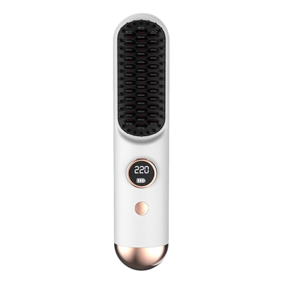 2026 Hair Straightener Brush Cordless Hair Straightener Brush For Short Hair Mini Portable Travel Straightening Hair Comb Brush With 9 Temps Fast Heating For All Hair Types,White