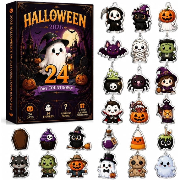 2026 Halloween 24-Day Countdown Advent Calendar, 24 Unique Acrylic Hanging Ornaments, Spooky Cute Holiday Surprise Gift Box for Collectors, Kids & Halloween Lovers