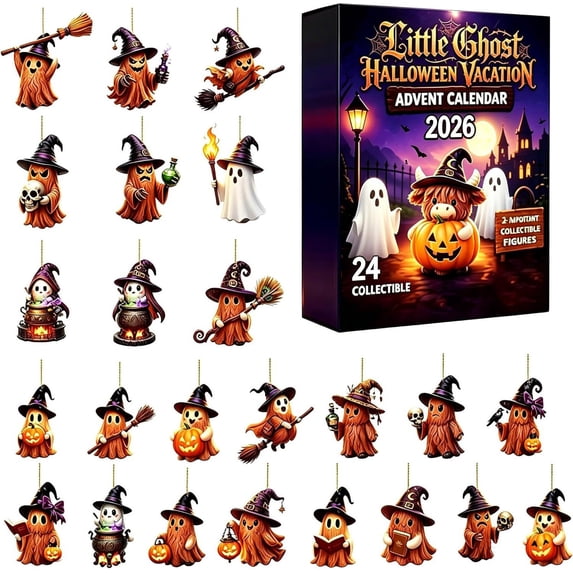 2026 Halloween 24-Day Countdown Advent Calendar, 24 Unique Acrylic Hanging Ornaments, Spooky Cute Holiday Surprise Gift Box for Collectors, Kids & Halloween Lovers
