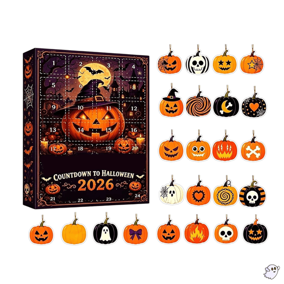 2026 Halloween 24 Days Countdown Advent Calendar Blind Box,Halloween Decor & Summerween Decor, Acrylic Pumpkin Ghost Hanging Charms, Halloween Farmhouse Decor Gift Box