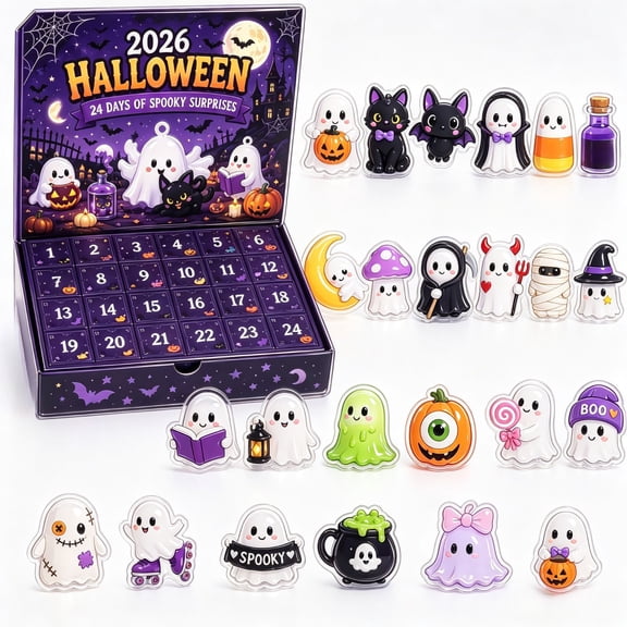 2026 Halloween Advent Calendar – 24-Day Spooky Countdown with 2D Acrylic Ghost Figurines – Fun Holiday Gift for Kids, Teens & Families – Halloween Party Favor & Seasonal Surprise Box